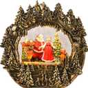 Christmas Snow Globe Lantern Water Glittering Lantern with Santa Claus 8 Music Songs & 6H Tim er Christmas Snow Globes USB & Battery Operated for Christmas Festival Decorations Gifts (Bridge-Santa)