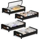 Yecaye Under Bed Storage with Wheels, 4 Pack Under the Bed Storage Containers with Lids & Label, XXL 60L Rolling Underbed Storage Drawers for Clothes, Blankets, Shoes, Black