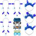 9 Pcs Happy Hanukkah Party Favors Gifts Light up Hanukkah Necklace Headband Glasses Set Chanukah Photo Booth Props Supplies for Costume Accessory Party Jewish Festival Chanukah