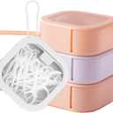 4pcs Hair Tie Organizer Boxes,Small Portable Hair Tie Holder Organizer Can Be Stackable Or Hung On The Wall,Best for Hair Ties Storage or Small Items Organizer on Desktop (4 pcs pink&white)