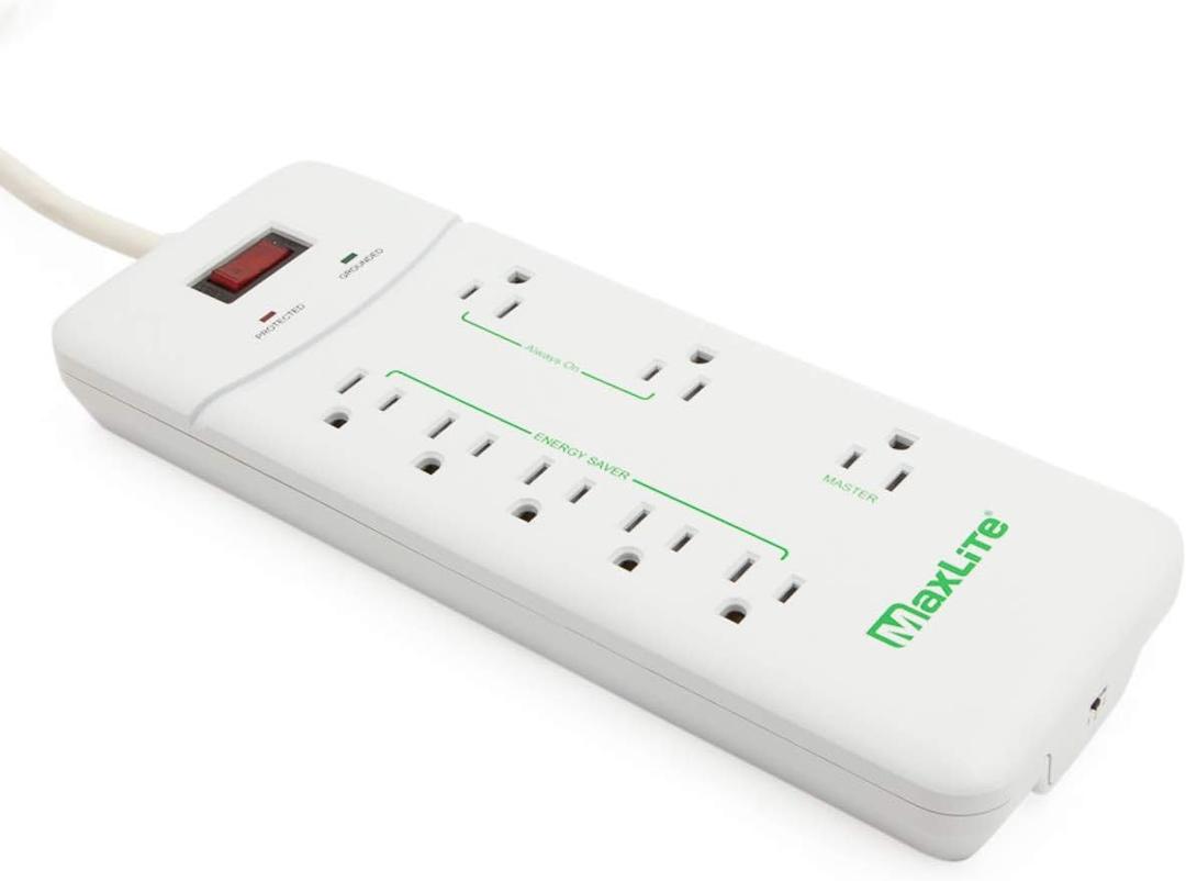 MaxLite Advanced Power Strip with 8 RECEPTACLES and 1350 Joules of Surge Protection,White,APS-8/1350J