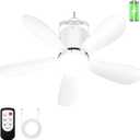 21 Battery Operated Ceiling Fan Light, Portable Ceiling Fan with Remote, Wireless Rechargeable Gazebo Fan Light for Outdoor, for Tent Porch Patio Camping Canopy Chicken Coop Outside
