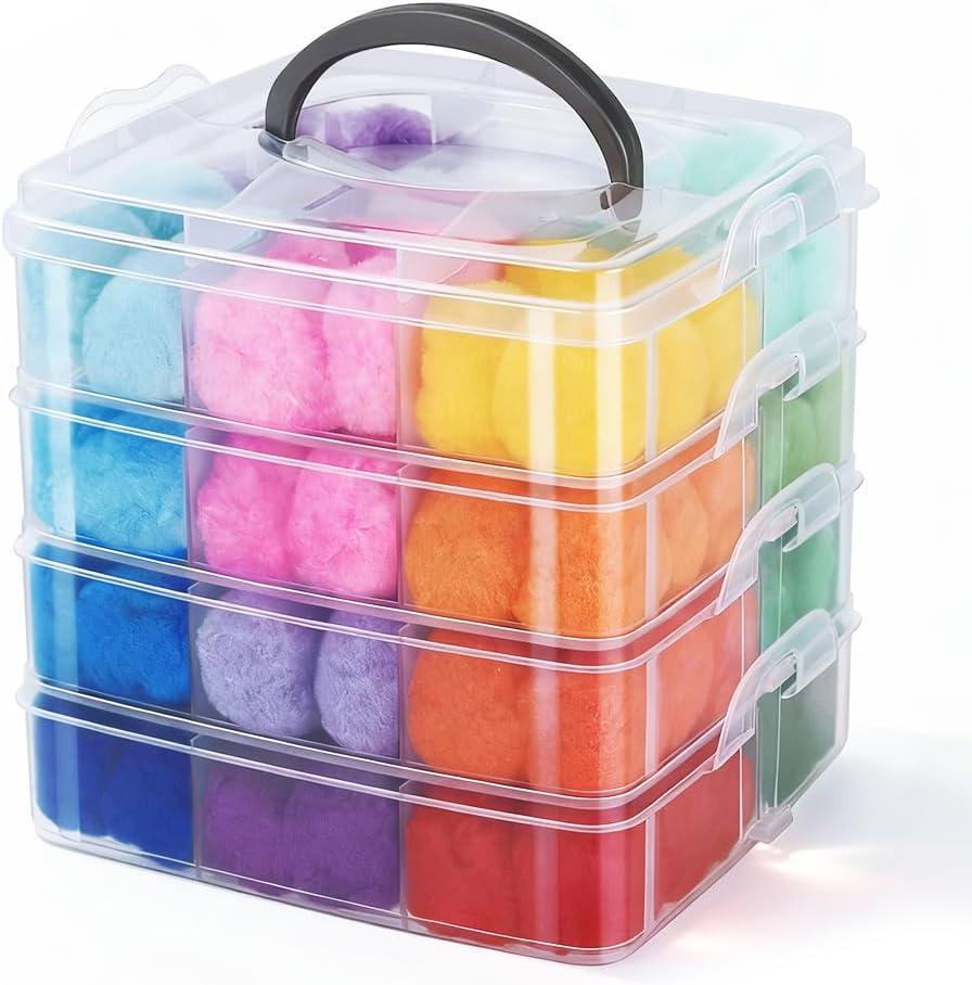 Praisebank Pom Poms, 560pcs 1.5inch, 160 Pompom Balls for Arts & Crafts, Soft and Fluffy Craft Pompoms with 400 Wiggle Eyes.(Multi-Colored)