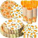 Funnymoom 400 Pcs Orange Party Supplies for 50 Guest Cutie Is on The Way Disposable Plates Napkin Cup Spoon Fork Knives for Tangerine Summer Outdoor Picnic Birthday Baby Shower Party Supplies