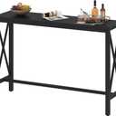 BON AUGURE Bar Table, 55 in Counter Height Pub Table, Tall Narrow Behind Couch Sofa Table, High Top Wood Long Console Tables for Home, Living Room (Black Oak)