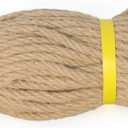 Jute Rope 1/4in100ft Natural Material Heavy Duty Jute Rope Twisted for Indoor Outdoor Crafts, Nautical, Tug of War, Railing, Hammock, Swing, Gardening
