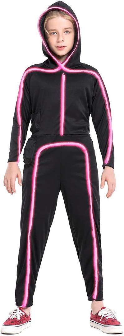 HSCTEK Light Up Child Stick Figure Costume (14, Pink)