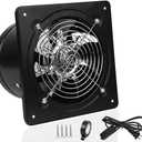 4 inch Exhaust Fan Metal Iron Ventilation Extractor, Silence with Anti-backflow Check Valve Window and Wall Mount Vent Fans for Home Office Kitchen Bathroom Grow Tent Garage (Black)