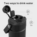 ENCOOL Insulated Water Bottle with Straw Stainless Steel Water Bottle, Leak-Proof, BPA-Free, Double Wall Vacuum Keeps Cold for 24 Hours for Sports, Travel, School (26 oz, Black Night)