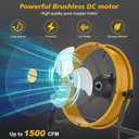 12" Battery Operated Floor Fan Compatible with Dewalt 20V Max Battery, Portable Fan with AC Adapter and USB Output, Metal Industrial High Velocity, Stepless Speed Cordless Fan for Jobsite Garage