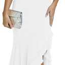 Kaximil Women's Sexy Spaghetti Strap Maxi Dresses Ruched Bodycon Ruffle Mermaid Cocktail Wedding Guest Dress 2026 (Medium, White)