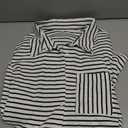 Astylish Women's 2025 Oversized Long Sleeve Shirts Button Up Striped Collared Front Pocket Top
L