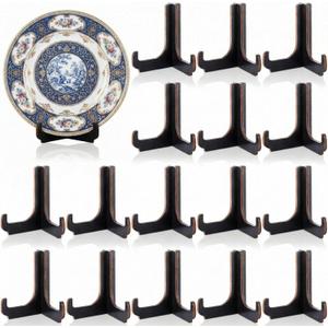 Geelin 16 Pack 4 Inch Easel Plate Stands Bulk Black Wooden Display Holders Picture Plate Stand for Home Table Decorations Artwork Cook Books