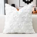 6 x OTOSTAR Set of 1 Ghost Pillow Cover Halloween Throw Pillow Covers for Sofa Couch Bed Living Room Soft Plush Short Wool Velvet Farmhouse Pillowcase for Thanksgiving Pure White 18x18 Inch