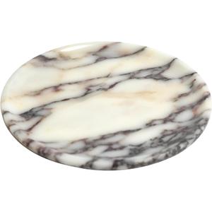 Natural Marble Tray, Coffee Table, Food, Fruit, Paper Cup, Cake Display, Coffee bar, Family Gatherings, Seasonal Holiday Decoration Tray(Viola-Circular-9.8"x9.8"x0.7")
