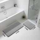 Yimobra Large Bath Mat Set 2 Piece- Super Soft Absorbent Quick Dry Memory Foam Bathroom Rugs, Machine Washable Non Slip Floor Carpet for Tub Shower & Double Vanity (17x24 & 44x24, Gray), 44x24+24x17 Inch