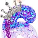 Sumind Kpop Birthday Number Candles, Purple Pink Birthday Candles for Cake, Glitter Number Cake Topper with Sequins for Celebrating Anniversary Theme Decorations(Braid Crown,6)