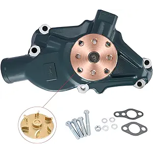 SBC High Volume Aluminum Small Block Short Water Pump (C&U Bearing,Bronze Impeller,ZINC GREEN) For GM Chevy Chevrolet 265 267 283 302 305 307 327 350 400 Chrome