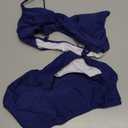 ZAFUL Women High Waisted Bikini Sets Two Piece Swimsuit Push Up Twist Front Ruched Bathing Suit (Small, Navy Blue)