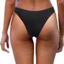 Aqua Eve Women Cheeky Bikini Bottom Brazilian High Cut Swim Bottom Low Rise Bathing Suit Bottom (Black, L)