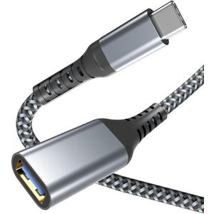 2m USB C to USB Female OTG Cable, USB-A 3.0 OTG Extension for Flash Drive, Keyboard & Mouse, Type-C Male to USB Adapter Compatible with iPhone 16 Pro Max, iPad, MacBook, Galaxy (Grey)