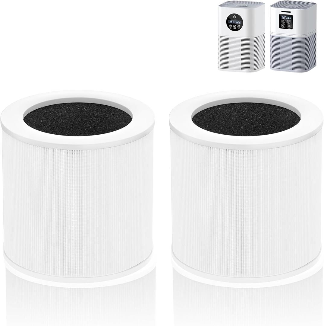 A1 Replacement Filter Compatible with VEWIOR Air Purifier A1, HQSC-50, HQKJ-80, AMEIFU AP01W, KOIOS HQKJ-50, Tailulu PUR0003/HQZZ-60, 3-in-1 H13 True HEPA Air Cleaner Filter for Home (2pack-White)