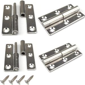4Pcs 3" Lift Off Door Hinges, Heavy Duty Window Detachable Hinge 304 Stainless Steel for Internal External Doors (Left Handed)