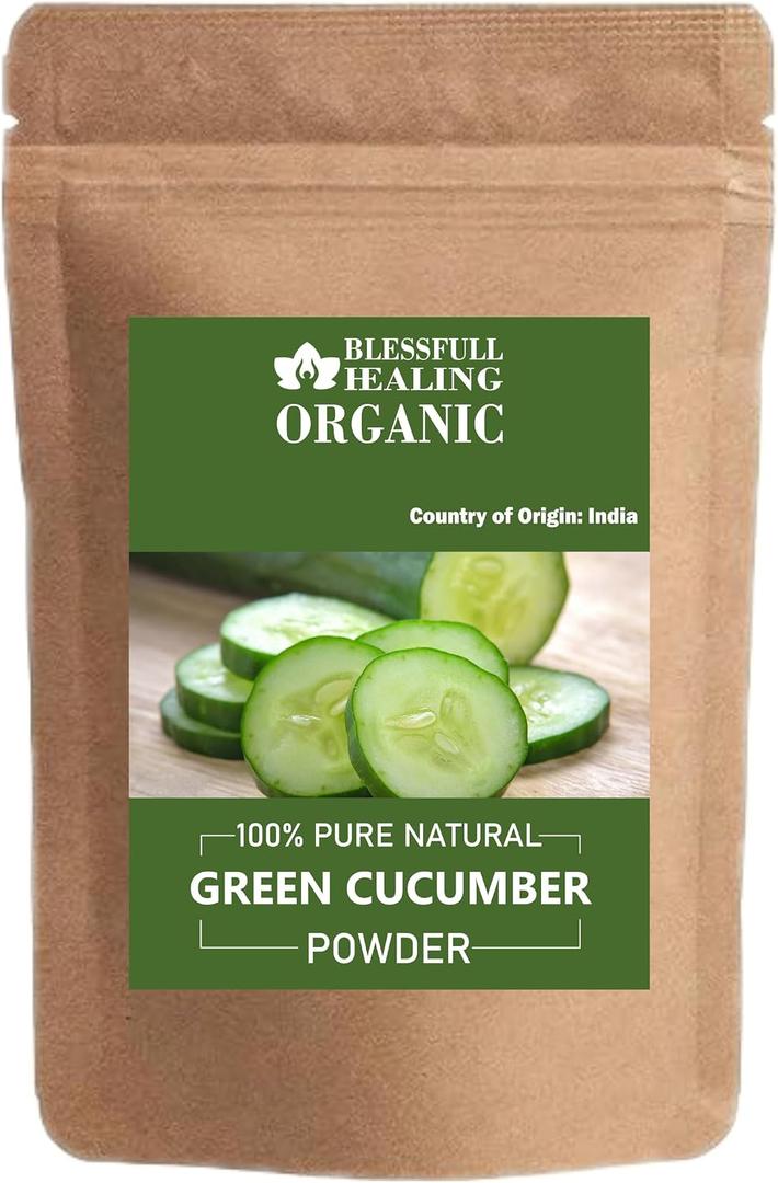 Blessfull Healing Organic Green Cucumber Powder 100% Pure Natural 200 Gram / 7.05 oz, BBD 06/19/2028