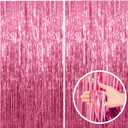 2 Pack Pink Backdrop Party Decorations Tinsel Curtain Party Backdrop Foil Fringe Birthday Decorations Photo Booth Streamer Backdrop Pink Theme Bachelorette Graduation Decor (39.4"W x 78.7"L (Pack of 2))