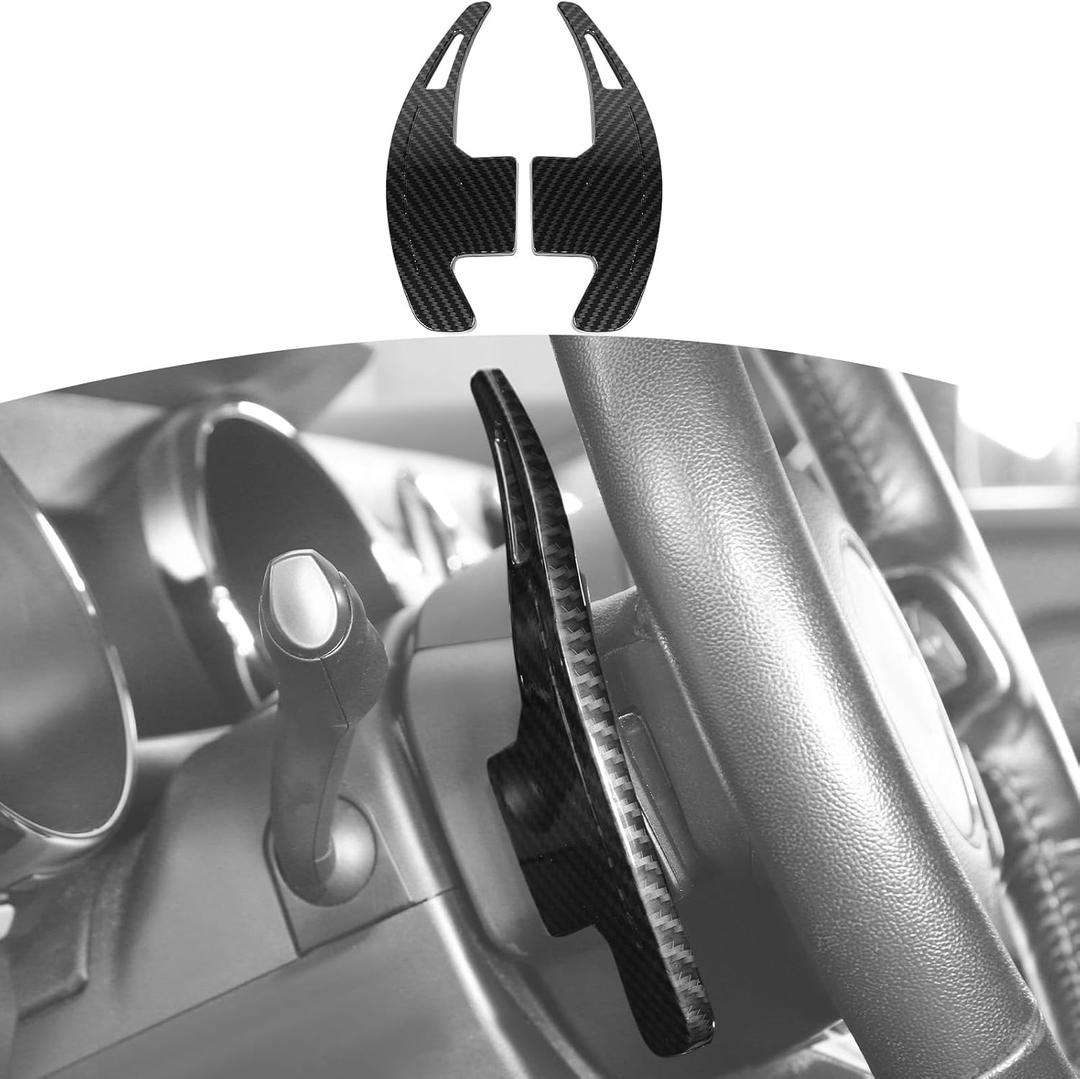 for Mustang Paddle Shifters Trim Cover Fit for Ford Mustang 2015 up Black Carbon Fiber Interior Accessories 2pcs