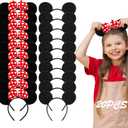 Lucky Will 20 Pack Mouse Ears Headband Classic Solid Black and Red Bow Ears Headbands Bulk for Kids and Adults - Boys & Girls Mouse Themed Birthday Party Supplies