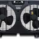 BLACK+DECKER 9" Dual Window Fan with 2 Speed Settings, Twin Fan Heads with Mechanical Dial Control, Removable Legs, For Sliding Windows up to 33 W with Accordion Expanders, BFW9MB, Black