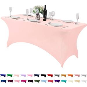 Spandex Table Cover for 6Ft or 4fT or 8ft Table Universal Fitted Stretch Tablecloth for Party, Banquet, Wedding and Events-Blush Pink
