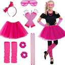 Girls 80s Outfit Costume Accessories 7pcs 70s 1980s 90s Costumes