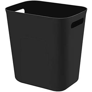 UUJOLY Plastic Small Trash Can Wastebasket, Garbage Container Basket for Bathrooms, Laundry Room, Kitchens, Offices, Kids Rooms, Dorms, 3.5 Gallon, Black