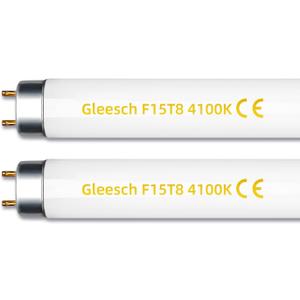 F15T8/CW 15W 18" T8 Fluorescent Linear Tube Bulb 1.5 Feet Cool White Light 4100K G13 Base 2 Pack