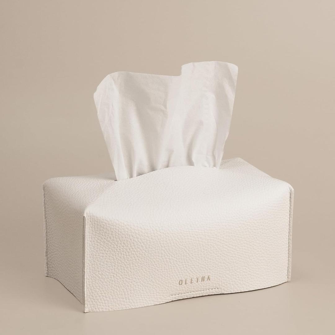 OLETHA Aesthetic Rectangle Tissue Box Cover, Medium Flat Box Tissues Holder Rectangular, (Fits Medium Flat Box (110-160 Sheets))