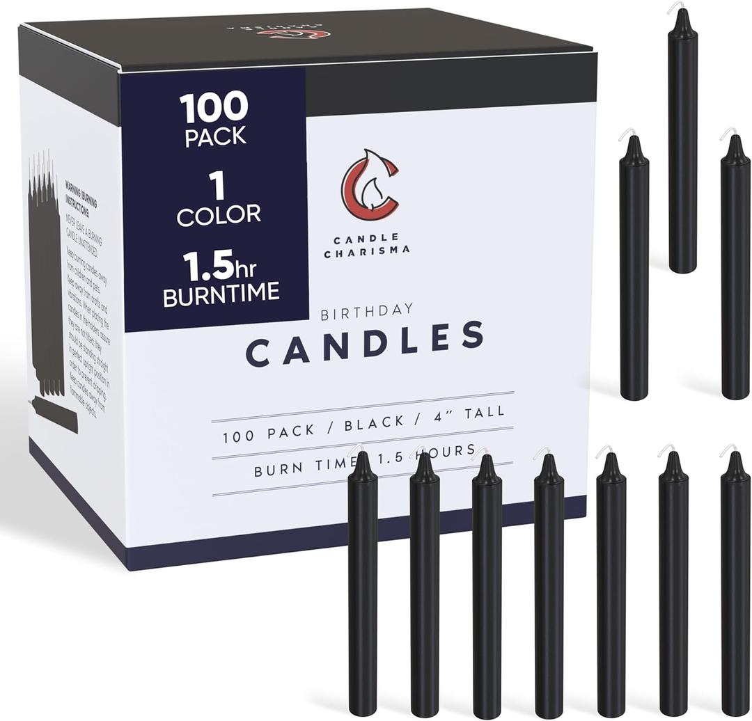 Candle Charisma 100 Brown Candles - 4" Unscented Paraffin Chime Candles, Smokeless & Dripless, Colored Candles, 1.5 Hours Burn Time 0.4" Thick Taper Candles for Parties