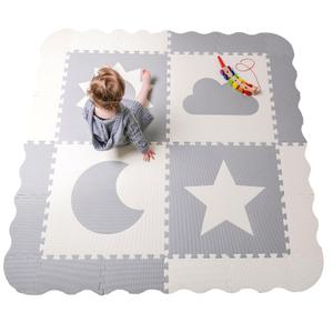 Baby Play Mat Tiles - 61"x61" Extra Large, Grey & White Interlocking, Non-Toxic Foam, Safe for Infants & Toddlers