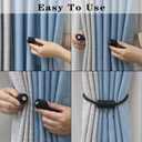 4 Pack Strong Magnetic Curtain Tiebacks Outdoor Elegant Decorative Tie Backs Modern Rope Tiebacks for Drapes Window Curtain Holdbacks for Draperies- Black