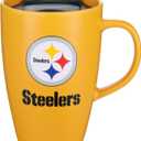 The Memory Company Officially Licensed NFL 15 oz Square Ceramic Mug - Team Logo Coffee Cup for Football Fans (Pittsburgh Steelers)