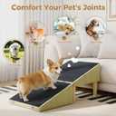 3-in-1 Dog Ramp Pet Stairs 18.9"x17.72"x19.29" with Hidden Storage Ottoman, Anti-Slip Steps for Small, Medium, Large, Senior & Injured Pets, 220LBS for Bed & Sofa, Green