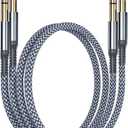 Elebase 1/4 Inch TRS Instrument Cable 3.3ft 2-Pack, Straight 6.35mm Male Jack Stereo Audio Interconnect Cord, 6.35mm Balanced Line For Electric Guitar, Bass, Keyboard, Amplifier, Amp, Speaker, Equalizer (Grey)