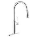 Polished Chrome Kitchen Faucets Solid Brass High Arc One-Handle Kitchen Faucet with Pull Down Sprayer,Kitchen Sink Faucets with Escutcheon