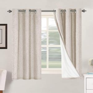 H.VERSAILTEX Primitive Linen Curtains 100% Blackout Curtain Drapes Burlap Curtains with White Thermal Insulated Liner, Grommet Top Drapes Living Room/Bedroom (2 Panels, 42 x 54 Inch, Natural)