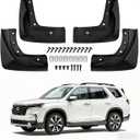 No Drill Mud Flaps for 2023-2026 Honda Pilot, Heavy Duty Front & Rear All Weather Splash Guards Set for LX Sport EX-L Touring Trailsport Elite Black Edition Trims, OEM-Style Black Mud Guards