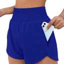 BMJL Women's Athletic Shorts High Waisted Running Short Pocket 2.5" Sporty Shorts Gym Workout Shorts (Blue, L)