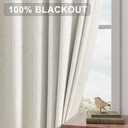 Joywell 100% Blackout Linen Curtains 76 Inch Long for Bedroom Window Natural Black Out Curtain Rod Pocket Back Tab Noise Reduction Drapes for Living Room Office Cream Ivory 2 Panels,52 x 76