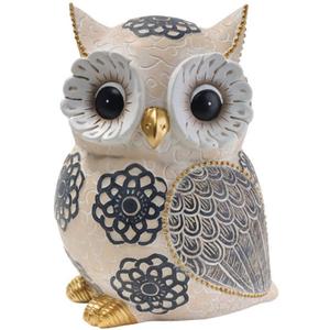 Cute Resin Owl Statue - Modern and Aesthetic Home Decor for Shelves, Office, and Bookshelf Sculpture 6.1 Inches