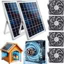 Solar Fan for Greenhouse, Shed, Dog, Potty, 4X IPX7 Waterproof Fans, Total 30W Solar Panel, 2 Kits Strong Airflow Circulation System, Solar Exhaust Fan for Chicken Coop, Vent, Ventilation